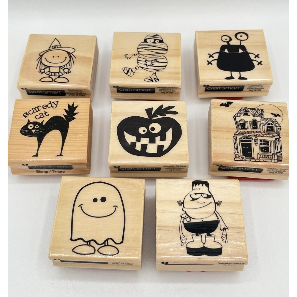 Craft Smart Halloween Rubber Stamps Lot 8 Ghost Mummy Cat Haunted House